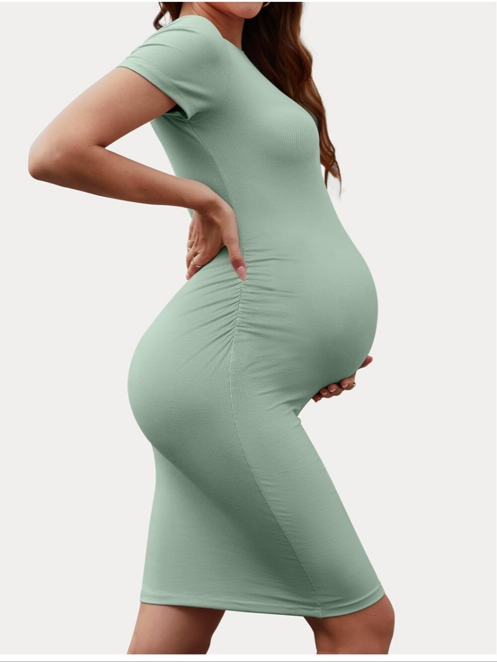 Bodycon Maternity Dress In Sage
